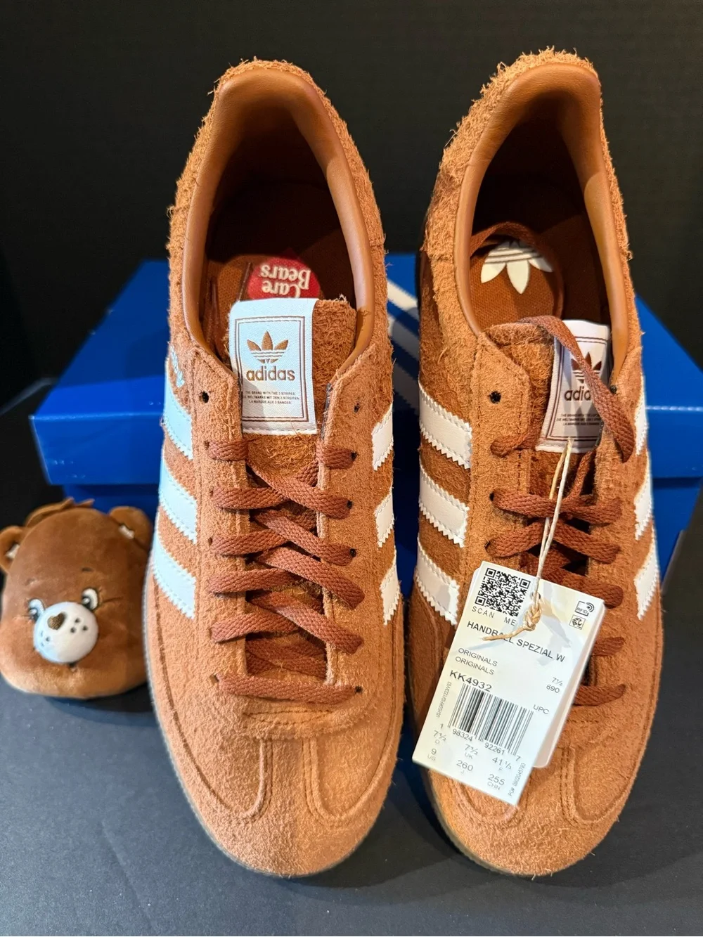 adidas “Care Bear” Tan Suede Handball Spezial with carebear womens size 9